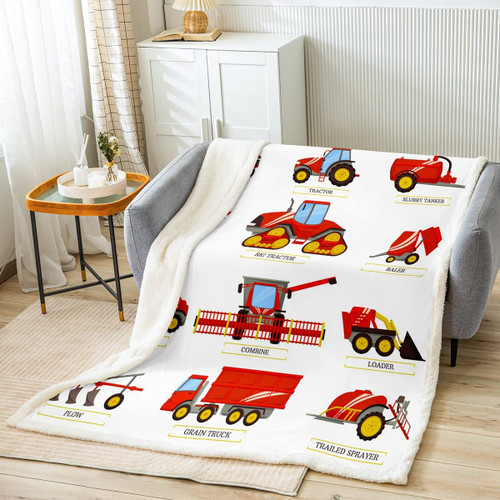 Red Tractor Sherpa Blanket Baby 30"X40",Equipment Trucks Throw Blanket Construction Vehicle Fleece Blanket For Kids Boys Girls Teens,Farm Harvester Excavator Plush Flannel Blanket For Bed Sofa Couch Red Tractor Sherpa Blanket Baby 30"X40",Equipment Trucks Throw Blanket Construction Vehicle Fleece Blanket For Kids Boys Girls Teens,Farm Harvester Excavator Plush Flannel Blanket For Bed Sofa Couch