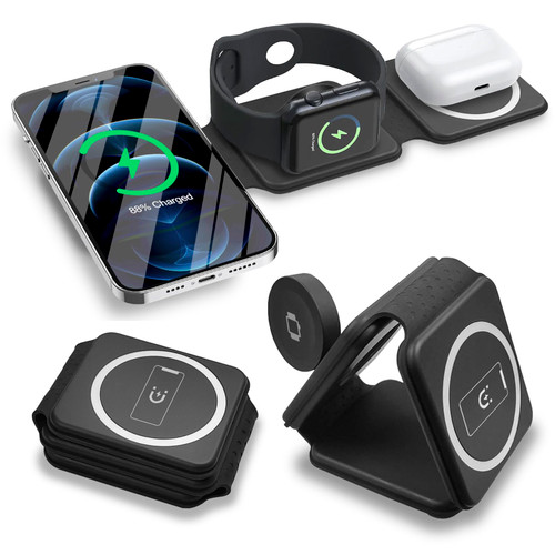 3 in 1 Wireless Charging Station for Apple Multiple Devices, Travel Charger pad for Magsafe Charger Foldable Stand for iPhone 15 14 13 12 pro max/Plus/Apple Watch/iWatch/Airpods-Black 3 in 1 Wireless Charging Station for Apple Multiple Devices, Travel Charger pad for Magsafe Charger Foldable Stand for iPhone 15 14 13 12 pro max/Plus/Apple Watch/iWatch/Airpods-Black