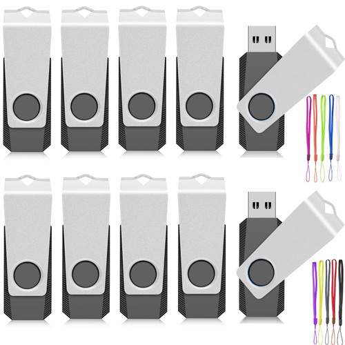AGECASH 8GB Flash Drive Pack of 10, USB Drive 2.0 Thumb Drives 10 Pack USB Memory Stick with 10PCS Lanyard, USB Jump Drive Pendrive, 8GB Zip Drive USB Storage Flash Drive for Back to School & Office