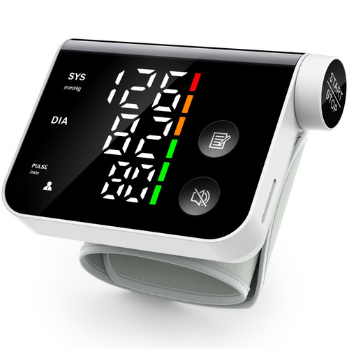 Blood Pressure Monitor Wrist Automatic Digital Blood Pressure Machine LED Large Screen Display for Home Use Dual Users Mode with Portable Storage Bag