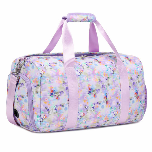 Butterfly Dance Bag Sports Duffel for Girls Kids Duffle Bag Little Girls Gymnastics Bag Overnight Weekender Bag Teen Gym Bag Travel Duffle Sleepover Carry On Bag Ballet Bag with Shoe Compartments