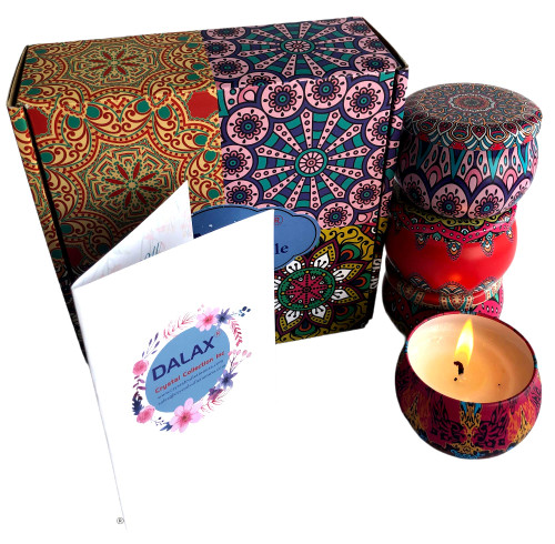 Dalax-Large Size Scented Candles Gift Set, Natural Soy Wax 5.2 Oz Gifts Sets for Women- Aromatherapy Candles Stress Relief, Portable Travel Tin Candles Strongly Fragrance with 8% Essential Oils Dalax-Large Size Scented Candles Gift Set, Natural Soy Wax 5.2 Oz Gifts Sets for Women- Aromatherapy Candles Stress Relief, Portable Travel Tin Candles Strongly Fragrance with 8% Essential Oils