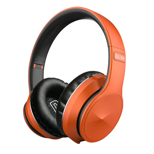 KOMPSEN Adult Noise Cancelling Headphones Wireless Bluetooth Headphones Foldable Over Ear Headphones with Microphone Deep Bass for Cellphone PC Class Game Office Home Travel-Orange