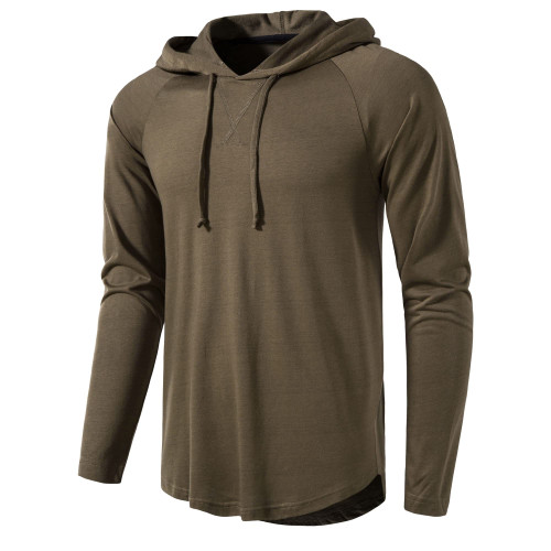 MUSE FATH Mens Long Sleeve Casual Athletic Fit Lightweight Active Sports Jersey shirt Hoodie-Army Green-L