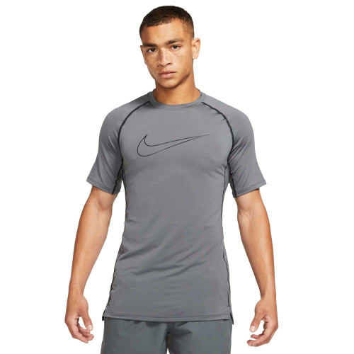 Nike Pro Dri-FIT Men's Slim Fit Short-Sleeve Dri-Fit Top (as1, Alpha, l, Regular, Regular, Iron Grey/Black)