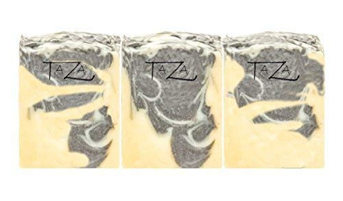 Taza Premium Tea Tree & Charcoal Natural Soap (Pack of 3) Each 5.3 oz (150 g) For Powerful Cleansing Contains: Tea Tree OIl, Activated Charcoal & Coconut, Olive & Palm Fruit Oils, Mango Butter