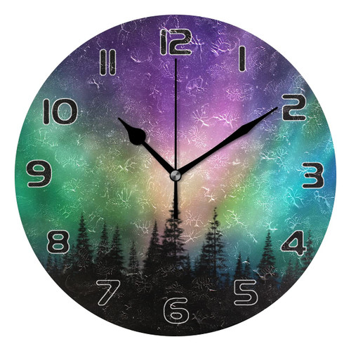 TropicalLife Modern Wall Clock Aurora Northern Lights Round Wall Clock Silent Non-Ticking Battery Operated Clock for Living Room Bedroom Kitchen Office School TropicalLife Modern Wall Clock Aurora Northern Lights Round Wall Clock Silent Non-Ticking Battery Operated Clock for Living Room Bedroom Kitchen Office School