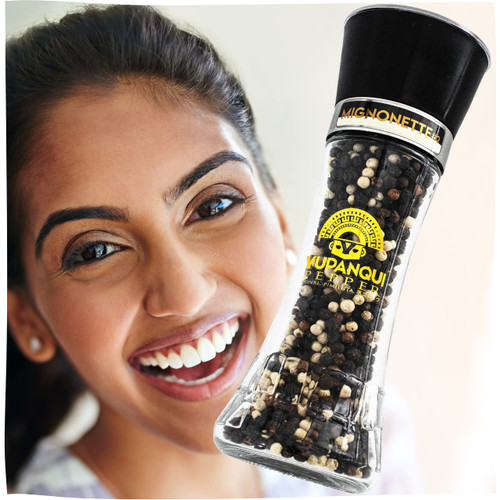 White Peppercorn Vs Black Peppercorn Medley Grinder MIGNONETTE [Best Mixed Peppercorns for Pasta] Black Pepper Grinder with peppercorns 3.5oz