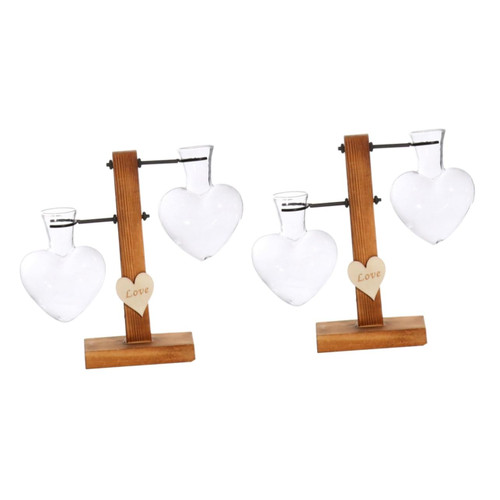 YARNOW 2pcs Glass Test Tube Vase Hydroponic Glass Vase Planter Bulb Vase Hydroponic Plant Vase Clear Vases Glass Vases Glass Flower Vase Home Glass Vase Aquatic Plants Household Wooden