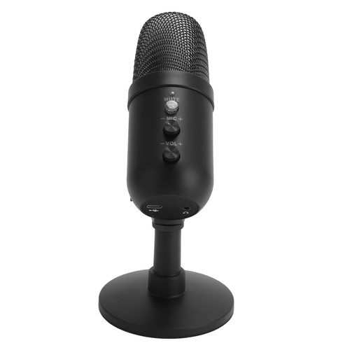 USB Microphone, Condenser Computer PC Mic, Adjustable Noise Cancelling Mute Button Cardioid Condenser Microphone, Plug and Play