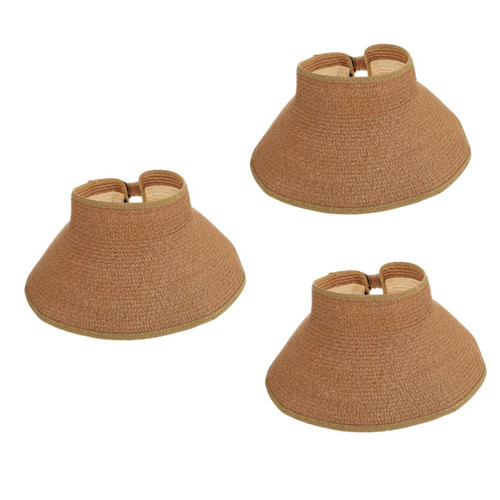 Adorainbow 3pcs Beach Hat Visor Hats for Women Wide Sun Caps Foldable Sun Hat Sun Shade Hat Sun Visors for Women Sunvisor Hat Womens Women Sun Hat Sunshade Women's Straw Wide Brim Hat Coffee