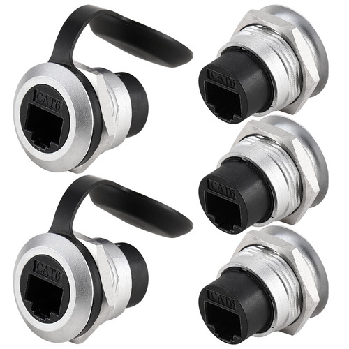PENGLIN 5PCS RJ45 CAT6 Panel Mount Connector, CAT6 Ethernet LAN Pass Through Coupler, Female to Female Network Bulkhead Socket
