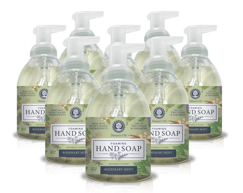 Nature's Oil Foaming Hand Soap, Rosemary Mint, 10 Fluid Ounces (Case of 8)