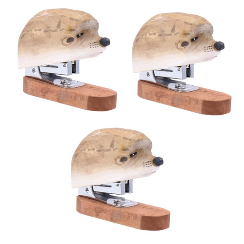 KALLORY 3pcs Portable Stapler Animal Stapler Kids Stapler Manual Stapling Machine Stapler Small Student Stapler Manual Stapler Accessories for Girls Office Punch Hole Bamboo Stationery