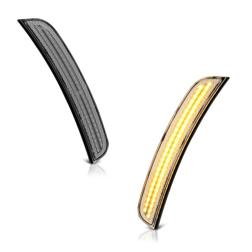 For 2015-2023 Chrysler 300 LD Clear Lens Amber LED Front Bumper DRL Side Marker Light Fender Parking Lamp, Driver & Passenger Side