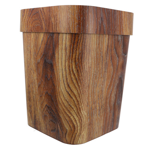 SOESFOUFU Square Wood Grain Trash Can Waste Basket Bathroom Garbage Container Room Trash Can Rustic Waste Container Waste Bin Trash Bin Rustic Waste Can Waste Paper Bin Plastic Office Rural