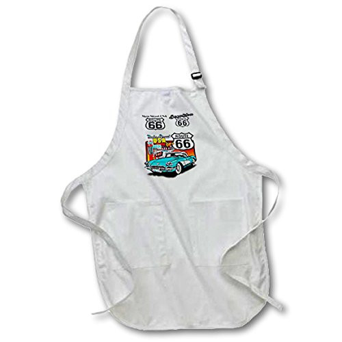 3dRose LLC Route 66 Full Length Apron with Pocket, 22 by 30-Inch