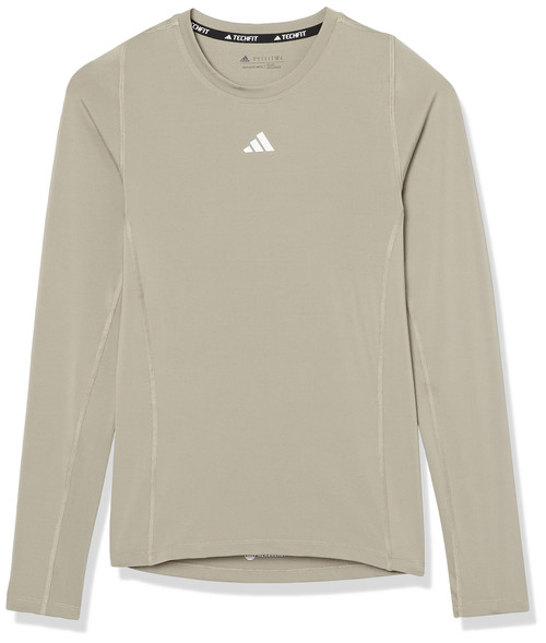 adidas Men's Techfit AEROREADY Training Long-Sleeve T-Shirt, Silver Pebble, Large