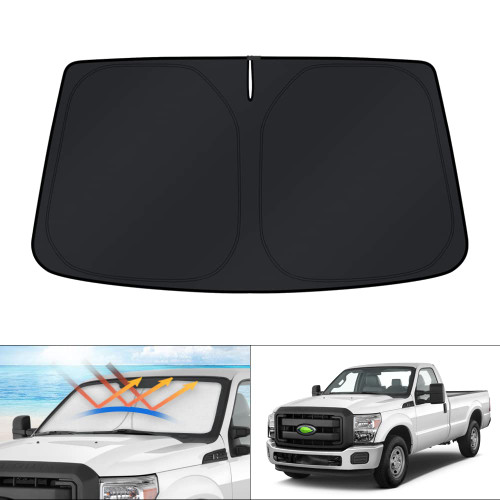 KUST Windshield Sun Shade for 2008-2016 Ford F-250 F-350 Super Duty 2Dr Regular Cab,4Dr Super Crew Cab,Super Cab Window Sunshade Sun Visor Protector Foldable Blocks UV Rays Keep Your Car Cooler