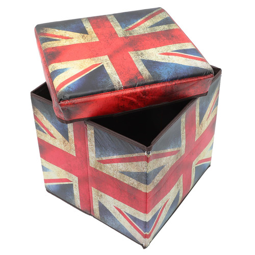Veemoon Flag Storage Box Storage Cube Bench Foot Rest Square Storage Stool for Storage Footstool Small Foot Stool U.k. Child Fold