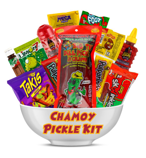Chamoy Pickle Kit, Mexican Candy Mix Ready to make the Famous TikTok Trend, Includes Original Alamo Dill Pickle, Baby Lucas, Lucas Gusano, Skwinkles Salsaghetti, Tajin & Pulparindo by LookOn