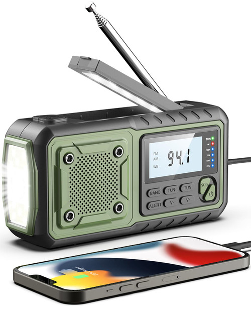 Emergency Weather Radio 5000mAh with Solar Hand Crank, NOAA AM FM Portable Battery Power Weather Alert Radios with Flashlight, SOS Alarm& Reading Lamp, Survival Gifts for Home Outdoor Camping Office Emergency Weather Radio 5000mAh with Solar Hand Crank, NOAA AM FM Portable Battery Power Weather Alert Radios with Flashlight, SOS Alarm& Reading Lamp, Survival Gifts for Home Outdoor Camping Office