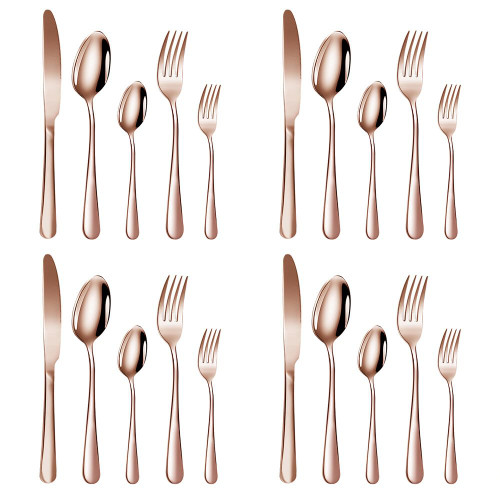 20Pcs Silverware Flatware Cutlery Set, Stainless Steel Utensils Service for 4, Silverware Set Include Knife Fork Spoon, Dishwasher Safe Utensils Cutlery