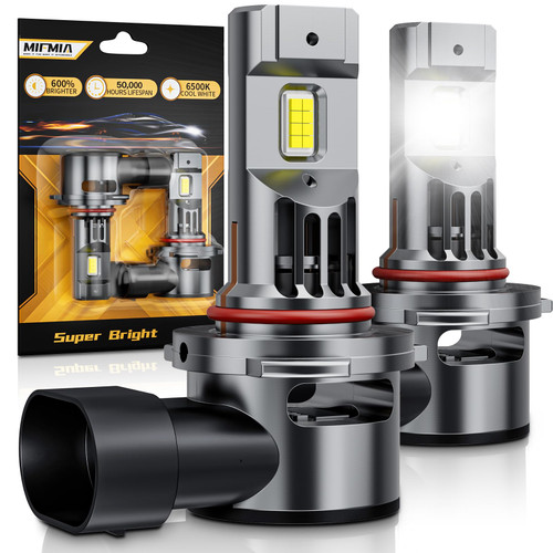 MIFMIA 9005 LED Bulb, 1:1 Size 600% Brighter 24000 Lumens, HB3 LED Bulb with Turbofan 6500K Cool White Halogen Replacement, Pack of 2