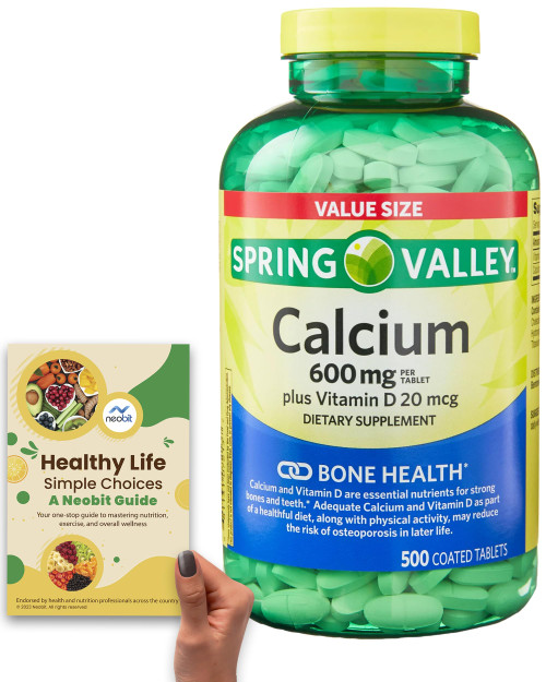 Spring Valley Calcium Plus 600 mg, Vitamin D 20 mcg, 500 Count Value Size - Dietary Supplement, Gluten-Free & Lactose-Free - Bundle with 'Healthy Life, Simple Choices: Guide' (2 Items) Spring Valley Calcium Plus 600 mg, Vitamin D 20 mcg, 500 Count Value Size - Dietary Supplement, Gluten-Free & Lactose-Free - Bundle with 'Healthy Life, Simple Choices: Guide' (2 Items)
