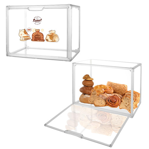 2PCS Clear Bread Box for Kitchen Counter Airtight, Stackable Bread Storage Container, Plastic Bread Keeper Box, Bread Holder Bin for Homemade Bread, Fruits, Vegetable, Coarse Grains
