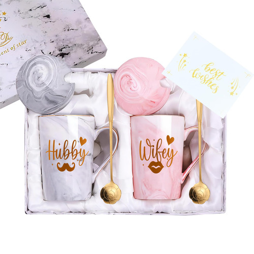CINHOLL Bridal Shower Gifts- Hubby Wifey Coffee Mug Wedding Engagement Gifts for Newlyweds Couples Mr and Mrs Honeymoon Bride Groom Coffee Mug Set 2023 Valentines Anniversary Day Presents CINHOLL Bridal Shower Gifts- Hubby Wifey Coffee Mug Wedding Engagement Gifts for Newlyweds Couples Mr and Mrs Honeymoon Bride Groom Coffee Mug Set 2023 Valentines Anniversary Day Presents