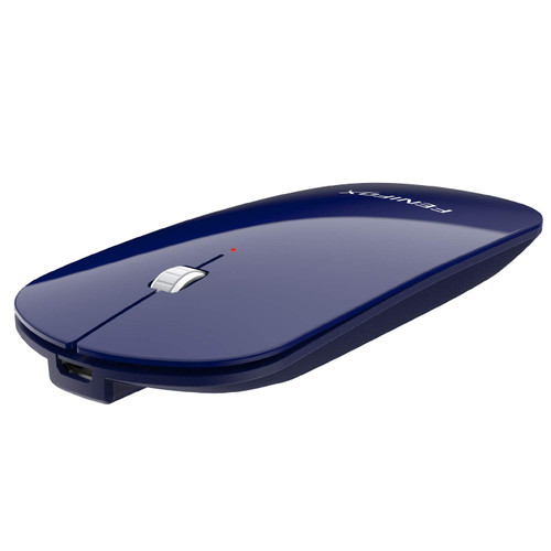 FENIFOX Bluetooth Mouse Slim, Whisper-Quiet Mini Flat Portable Mobile Mice Rechargeable Compatible with Laptop,PC,Android Windows Tablet (Deep Blue)