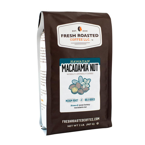 Fresh Roasted Coffee, Hawaiian Macadamia Nut Flavored Coffee, 2lb, Medium Roast, Kosher, Whole Bean Fresh Roasted Coffee, Hawaiian Macadamia Nut Flavored Coffee, 2lb, Medium Roast, Kosher, Whole Bean