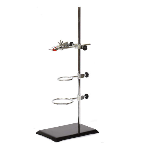 Laboratory Retort Support Stand for Titration Extraction - XMWangzi, with a Burette Clamp and 2 Flask Ring Clamps, Used in Chemistry or Physics Lab (RodLength 20'')