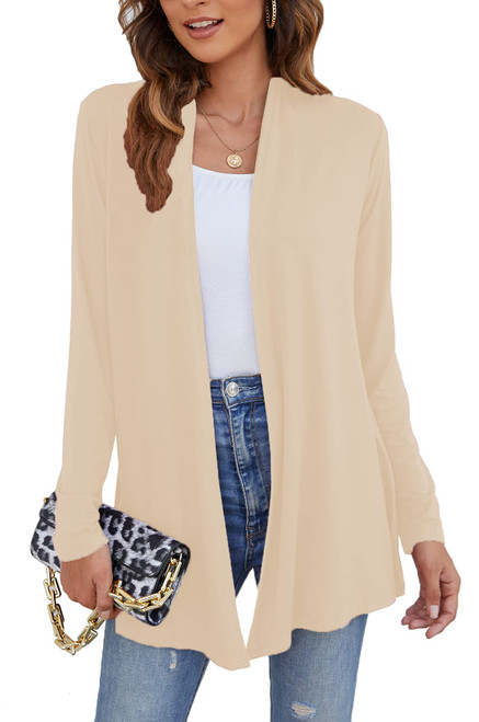 Ladlop Cardigan Sweaters for Women Lightweight Long Soft Drape Open Front Cardigan Sweaters Kimono Coverups (Beige, XL)