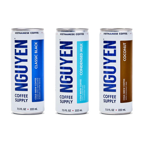 Nguyen Coffee Supply - Variety Pack: Cold Brews, Canned Coffee, Vietnamese Grown and Direct Trade, Organic, Single Origin, Premium Ground, Low Acid with High Caffeine Content, Roasted in Brooklyn [6 Pack]