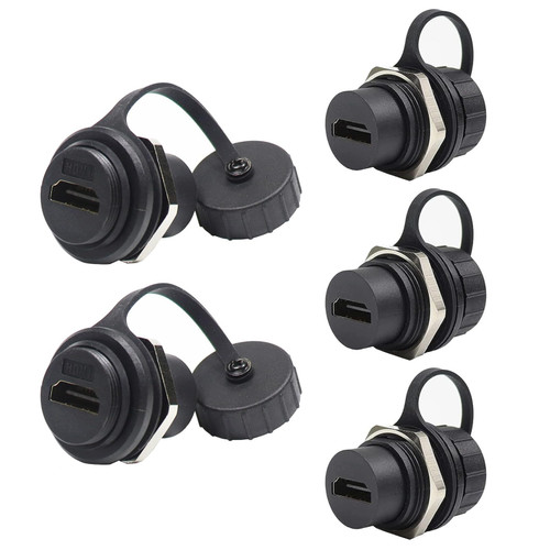 PENGLIN 5PCS Waterproof HDMI Coupler, HDMI Panel Mount Pass Through Connector, Female to Female HDMI Bulkhead Extension Adapter 4K 30hz 3D and HDR
