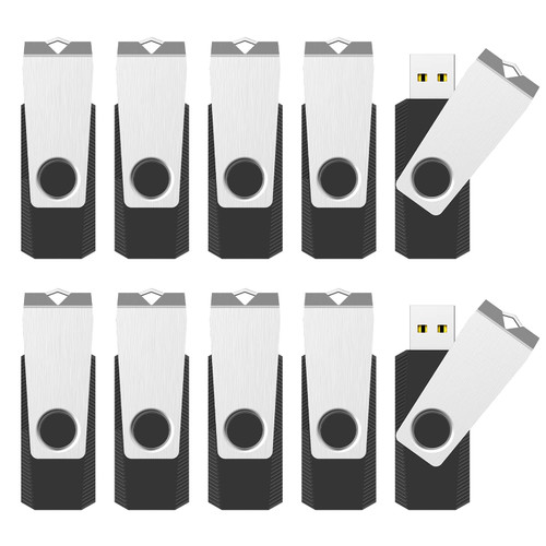 RAOYI 10 Pack 4GB USB Flash Drive, USB 2.0 Swivel Metal Memory Stick Bulk Thumb Drives Pen Drive Jump Drive for Data Storage (Black) RAOYI 10 Pack 4GB USB Flash Drive, USB 2.0 Swivel Metal Memory Stick Bulk Thumb Drives Pen Drive Jump Drive for Data Storage (Black)