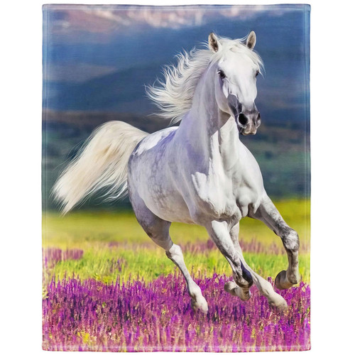 Rstick White Horse Blanket Beautiful Wild Animal Fleece Blanket Soft Fuzzy Plush Throw Blankets for Couch Bed 40"x50"