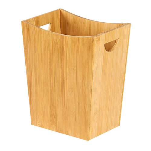 SEHERTIWY Bamboo Trash Can, Farmhouse Wastebasket Bin for Bathroom, Office, Living Room, Bedroom, Small Square Rustic Garbage Container 2 Gallon Small Garbage Can (Bamboo-Yellow)