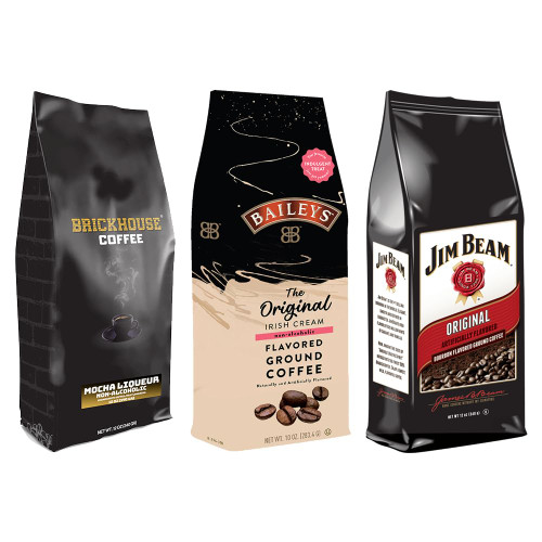 Liquor Lovers Ground Coffee Bundle, Brickhouse Mocha Liqueur, Bailey's Irish Cream, Jim Beam Original Bourbon