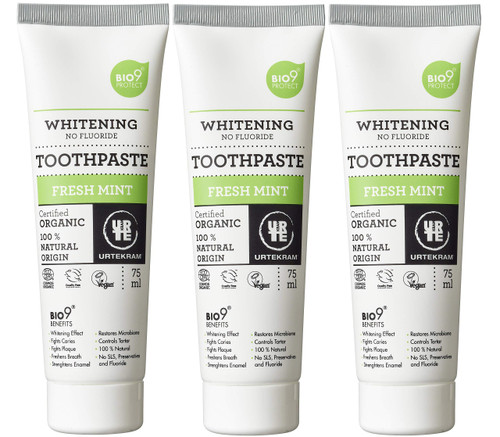 Urtekram Bio9 Fresh Mint Fluoride Free Toothpaste 75ml (Pack of 3)