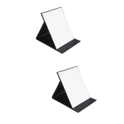 Angoily 2pcs Travel Wallet Folding Cosmetic Travel Makeup Mirror Pu Compact Mirror Standing Vanity Mirror Travel Mirror Folding Vanity Mirror with Stand Mirrors Student Accessories Simple