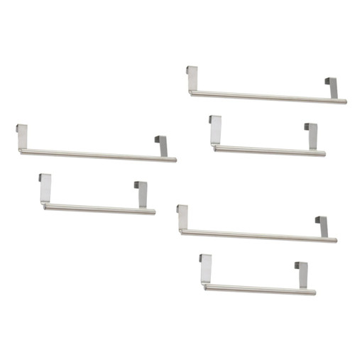 HOMSFOU 6 Pcs Door Towel Hanger Stainless Steel Towel Bar Cupboard Towel Hanger Over Door Towel Bar Over Cabinet Towel Bar Cabinet Towel Rack Hand Towels Rack Dish Rack Single Shot