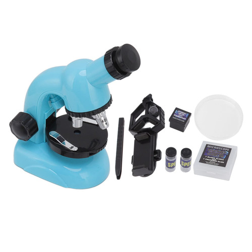 Microscope kit for kids, 100x 400x 1200x Students Children's Science Education Stem Microscope, High Definition Magnification Biological Science Experiment Set(Blue)