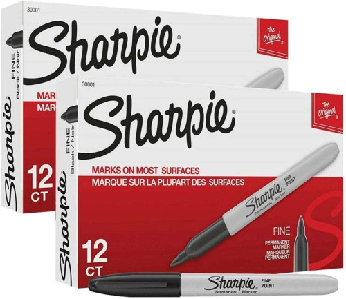 Permanent Markers, Fine Point, Black, 12 Count 2 Pack (12-Count)