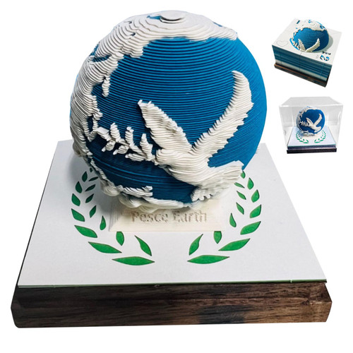 Timepiece Calendar Tear Away 2024, 3D Earth Globe 3D Calendar 2024, 366 Days Artsy Pad, Earth Paper Carving 3D Memo Pad Weekly Calendar Calendars Planners
