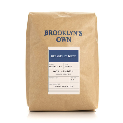 Brooklyn's Own Medium Roast Breakfast Blend Ground Coffee - 100% Arabica Grounds From Brazil and Sumatra (2 LB) Brooklyn's Own Medium Roast Breakfast Blend Ground Coffee - 100% Arabica Grounds From Brazil and Sumatra (2 LB)