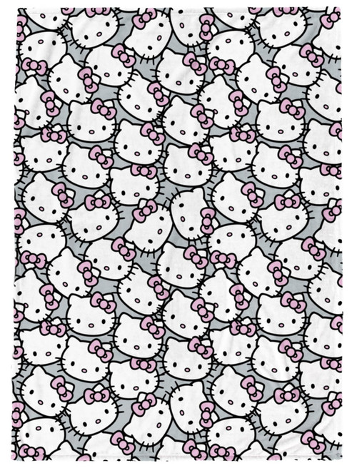 Hello Kitty Bows Plush Throw Blanket - Measures 46 x 60 Inches - Super Soft Fleece White Kitty Bedding