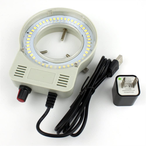 Lab Microscope Accessories Microscope Ring Light 48pcs LED Adjustable Ring Light Iluminator Lamp for Industry Stereo Microscope Industrial Camera Magnifier USB DC 5V (Color : White with Adapter)